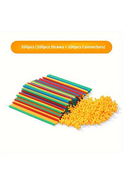 Choice 200pcs Straw Builder Toys Construction Toys Interlocking Plastic Toys,...
