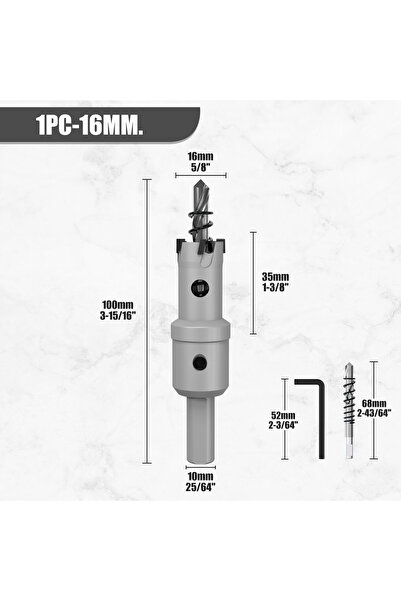 Choice18 16mm 1Pc 12-100mm TCT Hole Saw Tungsten Carbide Tip Core Drill Bit C...