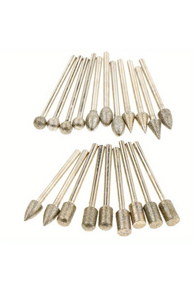 Choice Silver 20pcs Diamond Grinding Heads Mini Bit For Rotary Drill Tool Bur...