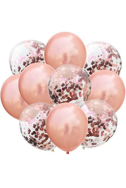 Choice 12INCH Rose gold 12inch 10pcs Mix Blue Rose Gold Confetti Latex Balloo...