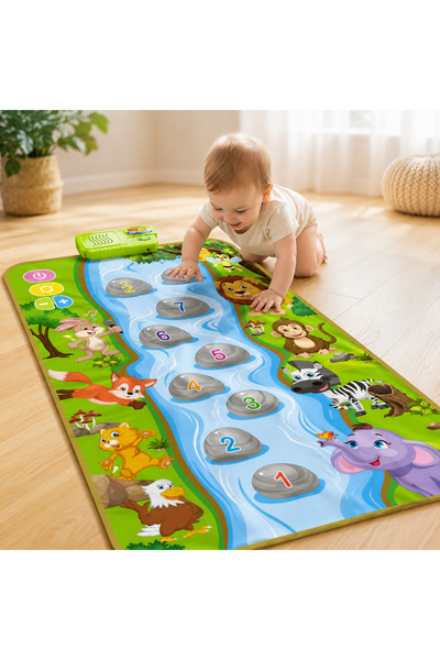 Salamandra Kids Музикална постелка с животни и числа, 79 x 40 см