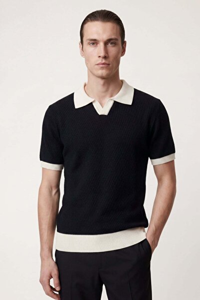 HAKKE Men's Comfortable Fit Polo Collar Knitwear T-Shirt