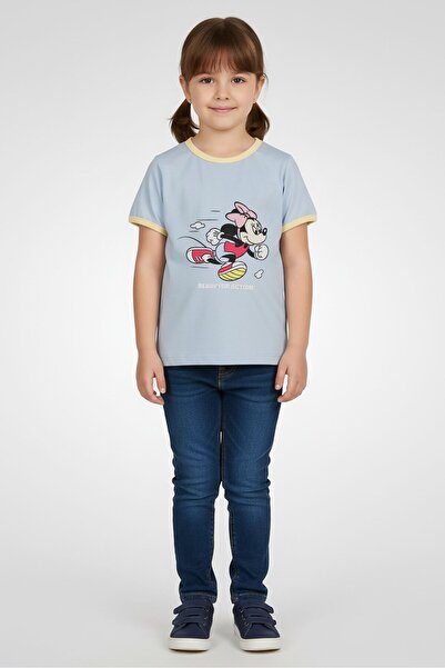 Disney تيشيرت بناتي صغيرات بأكمام قصيرة ورقبة دائرية مطبوع عليه رسومات ميكي و...
