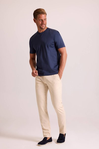 Ysf Erkek Lacivert Regular Fit Merserize Pamuk T-Shirt