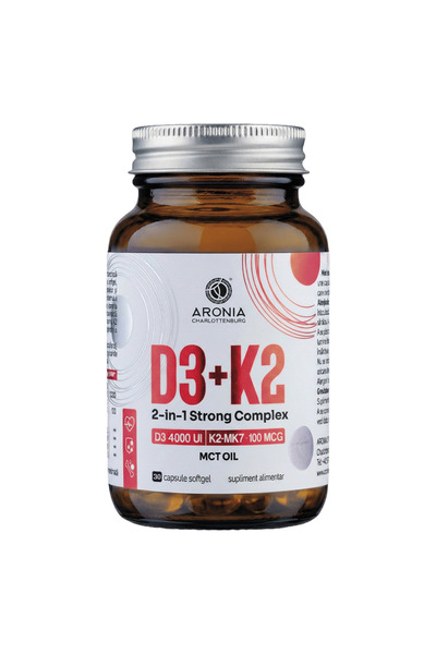 Aronia Charlottenburg Vitamina D3+K2, Complex puternic 2-în-1 — doză foarte c...