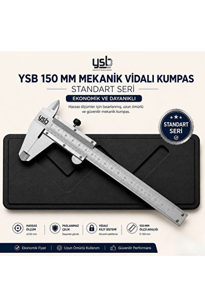 YSB 150 mm Standart Seri Mekanik Vidalı Kumpas - Ekonomik ve Dayanıklı