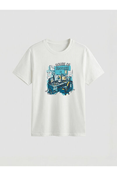 LC Waikiki Original Oval Collar Printed Boy's T-Shirt