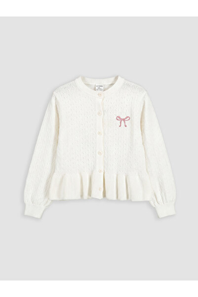 LC Waikiki Trendlucky Embroidered Girls' Knitwear Cardigan with a Difference