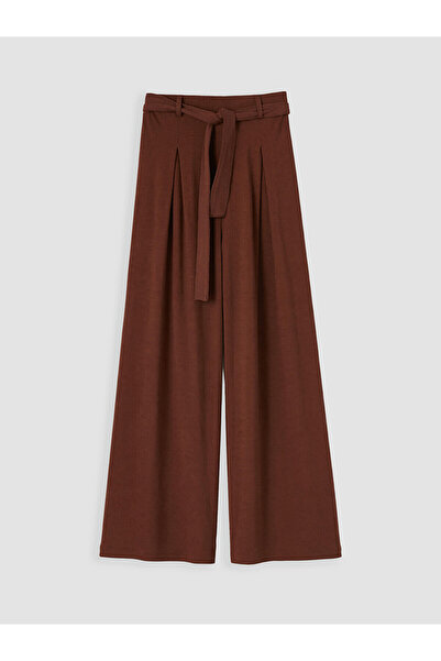 LC Waikiki Lcw Kids Brown Wide Leg Belted Girls' Sweatpants