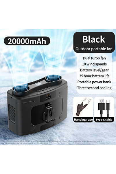 Choice9 20000mAh Black Socoolfan Waist Fan Hanging Outdoor Portable Neck Fan ...