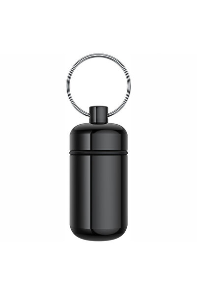 Choice 1 Black Portable Keychain Small Pill Box, Sealed Aluminum Alloy Pill S...