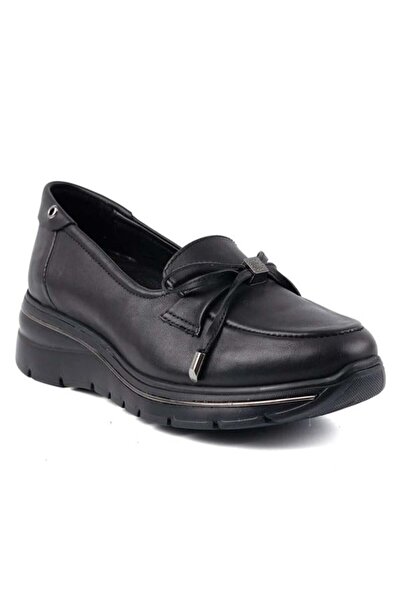 Mammamia 3195 Genuine Leather Casual Women's Shoes-Black