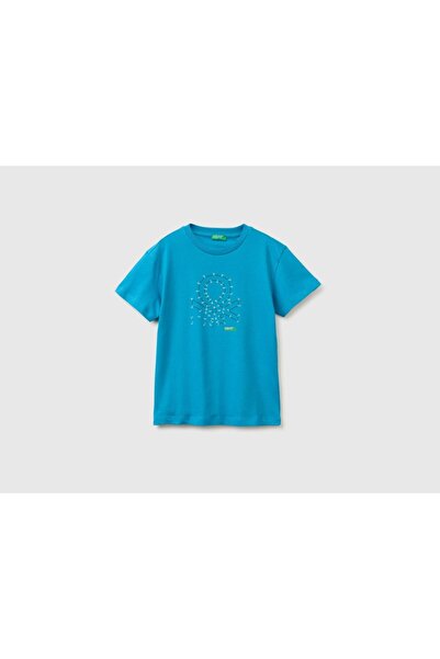 United Colors of Benetton Момчешка тениска с кръгло деколте и щампа на лого о...