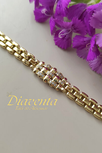 DİAVENTA TAKI VE AKSESUAR Xuping 14k Gold Rengi Örgü Model Zirkon Taş Detay K...