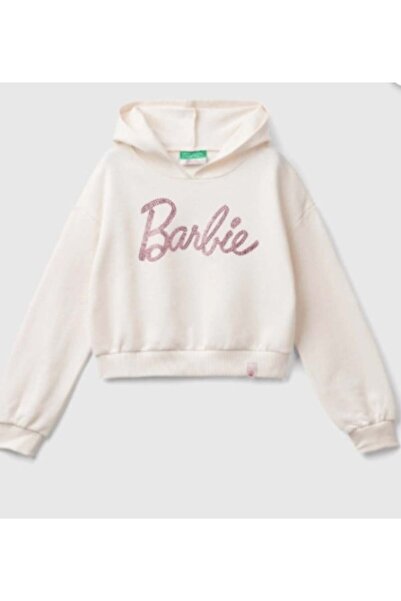 United Colors of Benetton Benetton girl's barbie print embellished crop sweat...