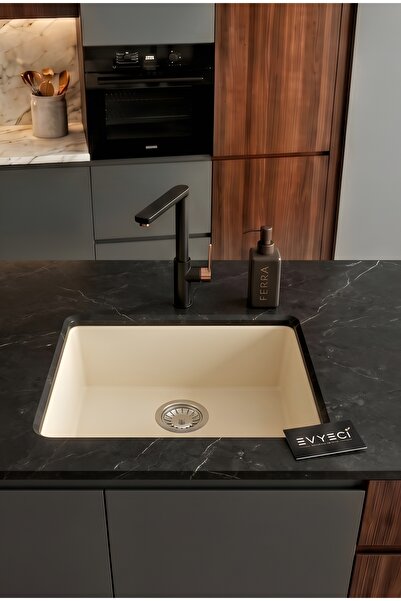 RealStone Real Stone K005 Gordion 52 Krem Granit Mutfak Eviyesi 52x47 cm