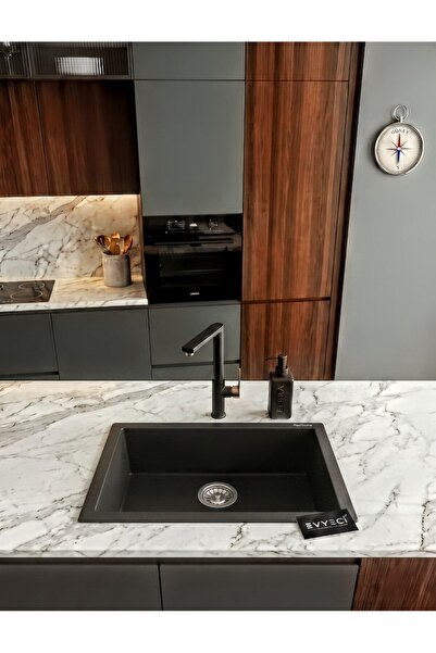 RealStone REAL STONE K12 GORDION 60 SİYAH GRANİT EVİYE