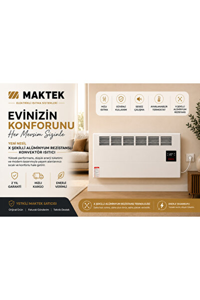 Maktek Elektrikli Isıtıcı 2000 Watt Panel Konvektör Isıtıcı Lcd Ekran (ayakla...