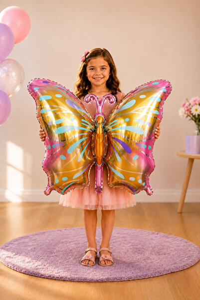 Baloncu Nene Colorful Butterfly Foil Balloon 80X50 cm – Large Size Party Balloon