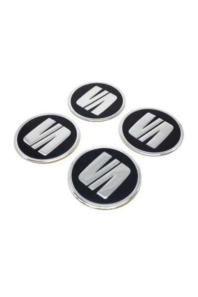 GARDENAUTO Seat Jant Göbeği Alüminyum Sticker Yapıştırma 60mm 4'lü Set Siyah