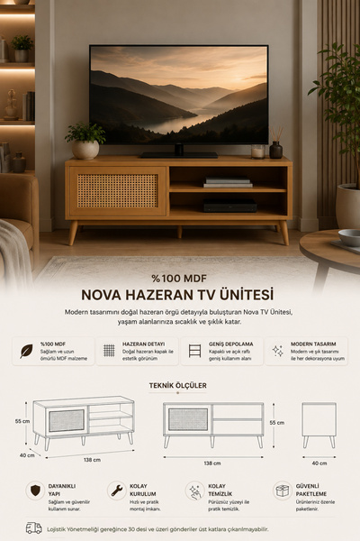 AVOKADO MOBİLYA RENAZZO MOBİLYA Hazeran Tek Kapaklı Tv Ünitesi