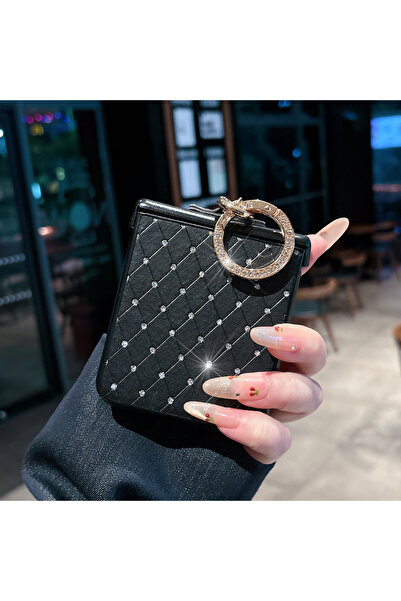 Choice1 For Flip 7 Black Rhombus Grid Pattern Faux Leather Phone Case For Z F...