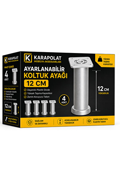 KARAPOLAT Ayarlanabilir 12 cm Mobilya Kanepe Baza Koltuk Plastik Destek Yükse...