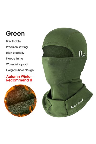 Choice green WEST BIKING Warm Winter Balaclava Fleece Cycling Cap Windproof M...