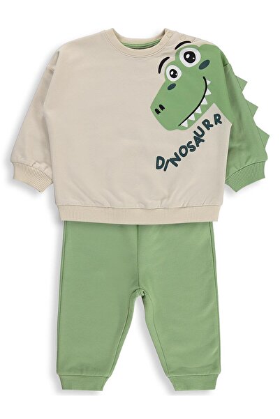 Civil Baby Dinozor Baskılı 6-18 Ay Takım - Bej