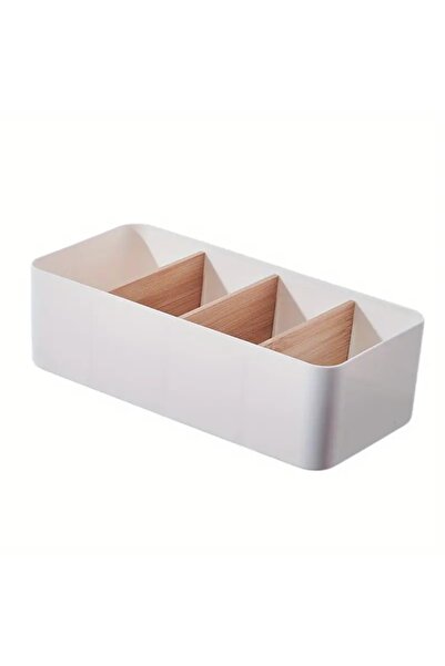 Choice white Desktop Storage Box, Bamboo And Wood Cosmetics Storage Basket, R...