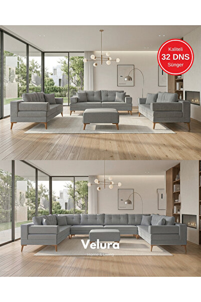 Velura Home & Living Zeri 3+3+3 Yataklı Puzzle Modüler U Köşe Koltuk Takımı &...