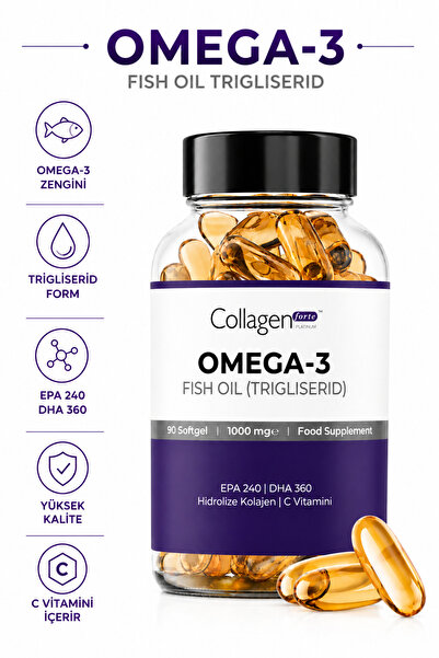 Collagen Forte Platinum Omega-3 Premium Fish Oil 90 Softgel X 1000mg, Balık Y...