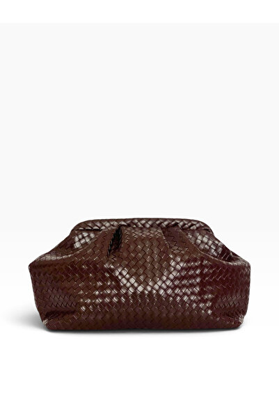 IKARÈL Kadın Vienna Model Hasır Desenli Deri Clutch ve Omuz Çantası