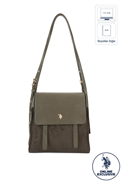 U.S. Polo Assn. حقيبة ماسنجر نسائية باللون الكاكي طراز US26802 حصرية على الإن...