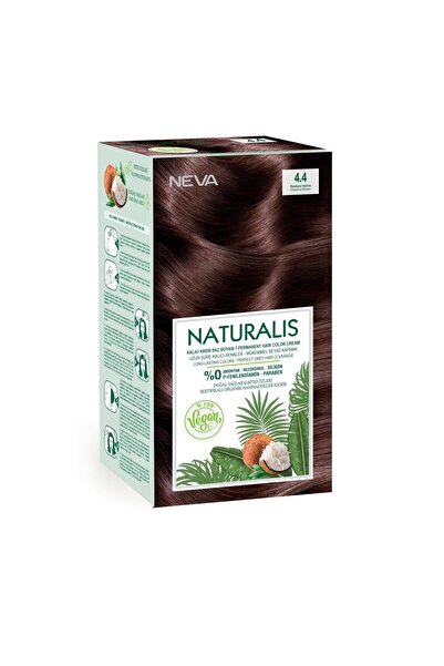 Neva Vopsea de păr vegană fără amoniac, Castaniu Satinat 4.4, Naturalis, Neva...