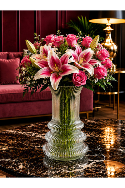 çukurova home Modern Medium Size Glass Vase (25 cm)
