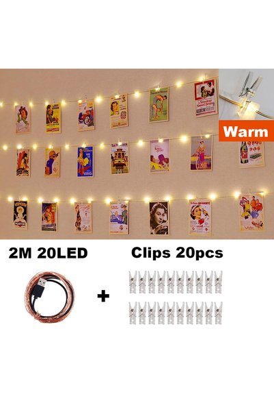 Choice Warm 20led 20Clip 1pc Photo Fairy Lights String with 50/30/20 Clips US...
