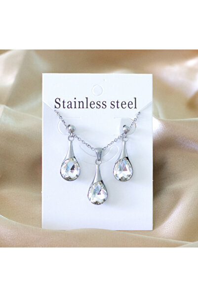 Choice4 1 Korean Trendy Stainless Steel Jewelry Sets For Woman Water Drop Pen...
