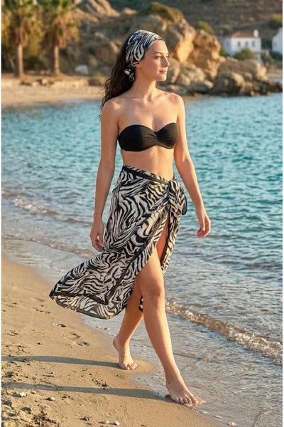 tuaipek Zebra Pattern Inner-Non-Show Satin Pareo