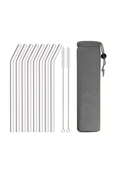 Choice1 11Pcs Bent 8mm High Borosilicate Glass Straw 3/5/10/11Pcs Reusable Ec...