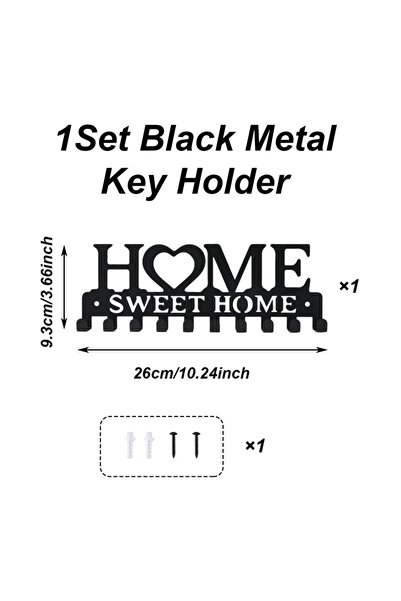 Choice style 1 1pc Black Metal Keys Holder Wall Mount Key Holder Sweet Home D...
