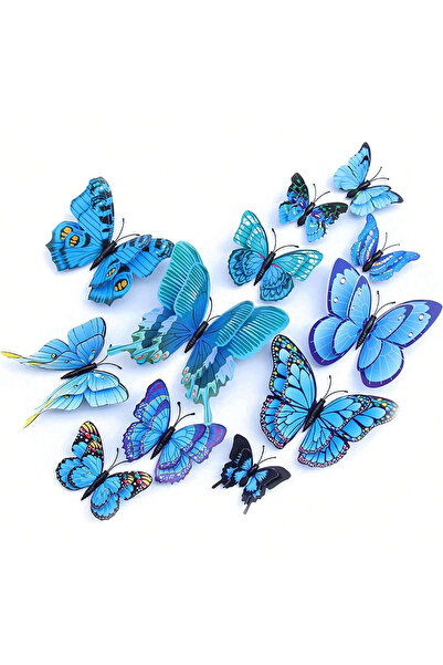 Choice5 Blue Butterfly wall decor 12pieces, 3D butterfly sticker for party de...