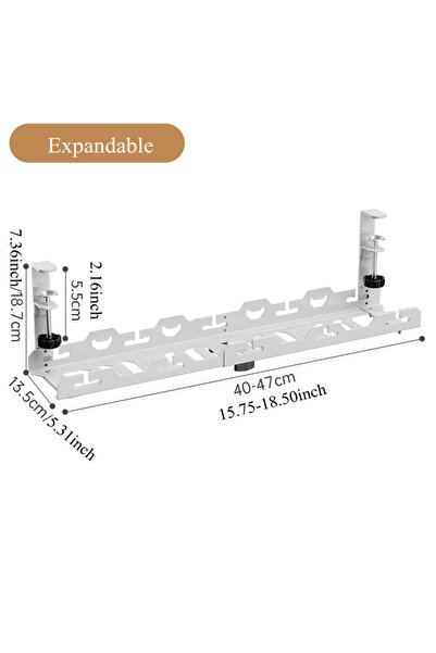 Choice3 White retractable Telescopic Under Table Storage Rack Metal Cable Man...