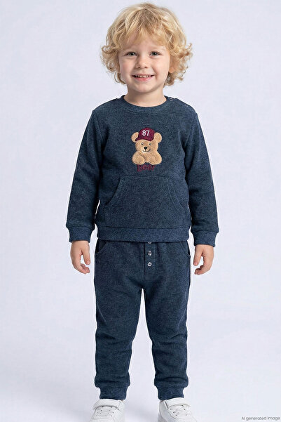 Breeze Boy's Tracksuit Set with Cute Hat and Teddy Bear Figure Embroidery, 9 ...