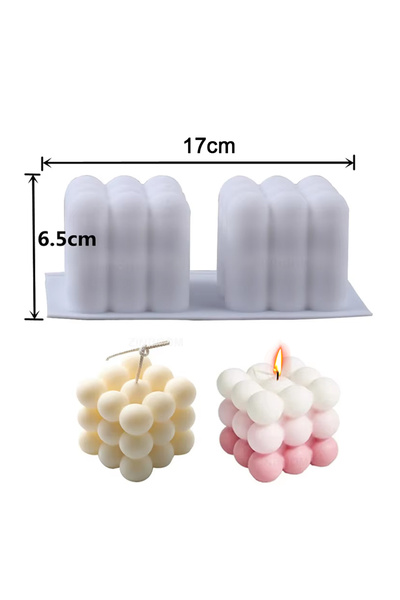 Choice1 2 cavity mold Cubic Bubble Ball Candle Silicone Mold DIY Square Spher...