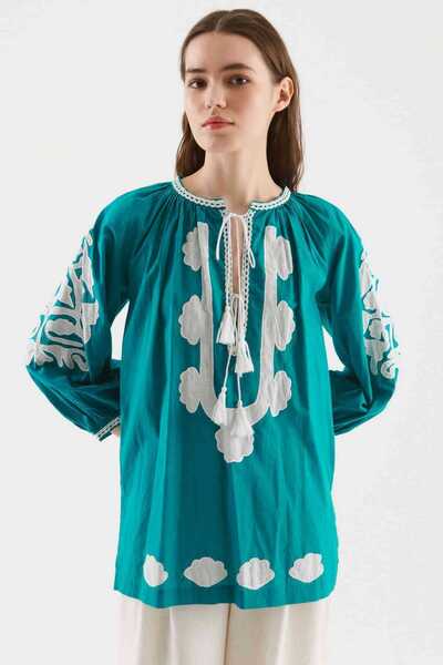 Roman Desenli Etnik Bluz Standart Renk Y2269124_089