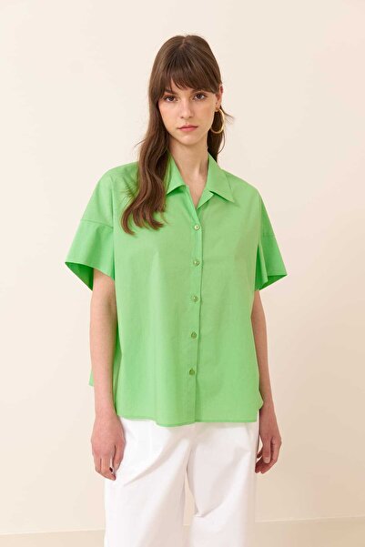 Roman Poplin Gömlek Yeşil Y2413571_012