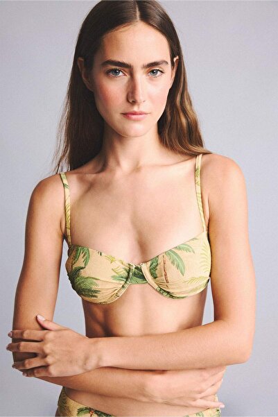 DeFacto Top de bikini din țesătură cu sclipici florală, croială normală G7029...