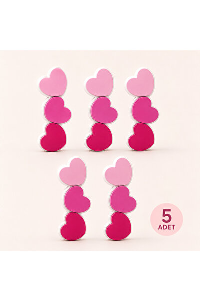 TURUNÇ AKSESUAR 5Pcs Two Hole Heart Handle -6.4-9.6-12.8 cm Baby Child Teen R...