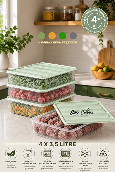Stile Cucina منظم للثلاجة مكون من 4 قطع، حاوية تخزين مناسبة للميكروويف